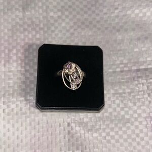 Silver and Purple Amethyst Gemstone Women's Ring vintage motion size 7